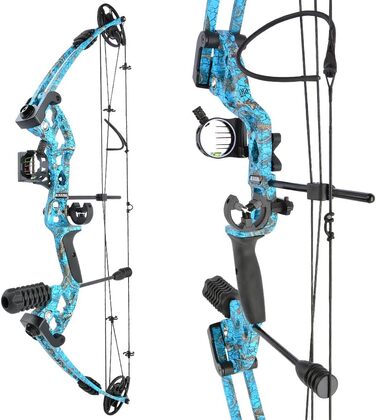 Набір складених луків SHARROW – мисливський лук 30–55 lb, регульований з стрілами, спортивний лук для дорослих, лівий/правий, синій