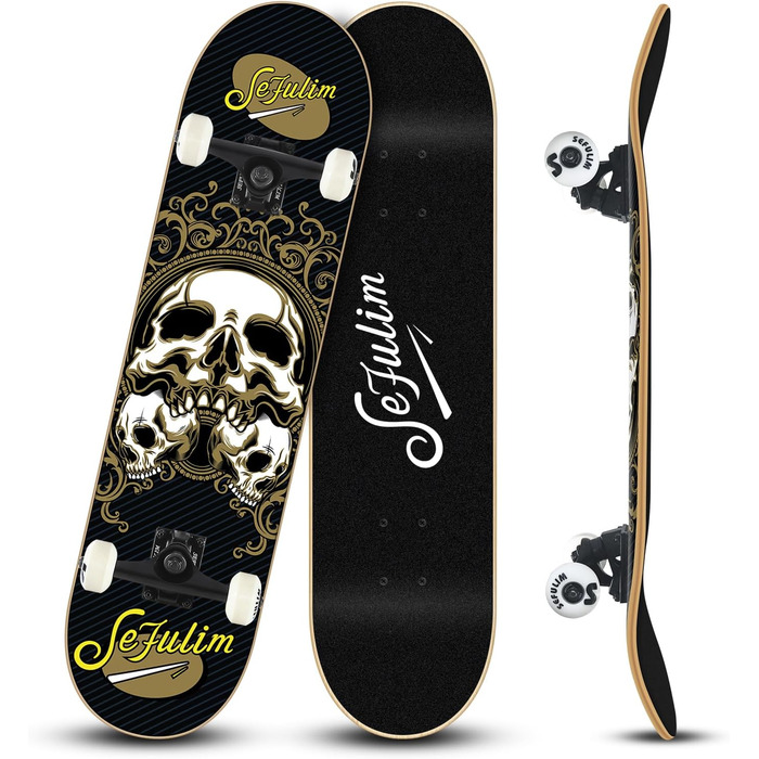 Скейтборд для дорослих повна дошка 31 x 8 дюймів з кульковими підшипниками ABEC-7 7-шаровий клен для початківців дітей та дорослих
