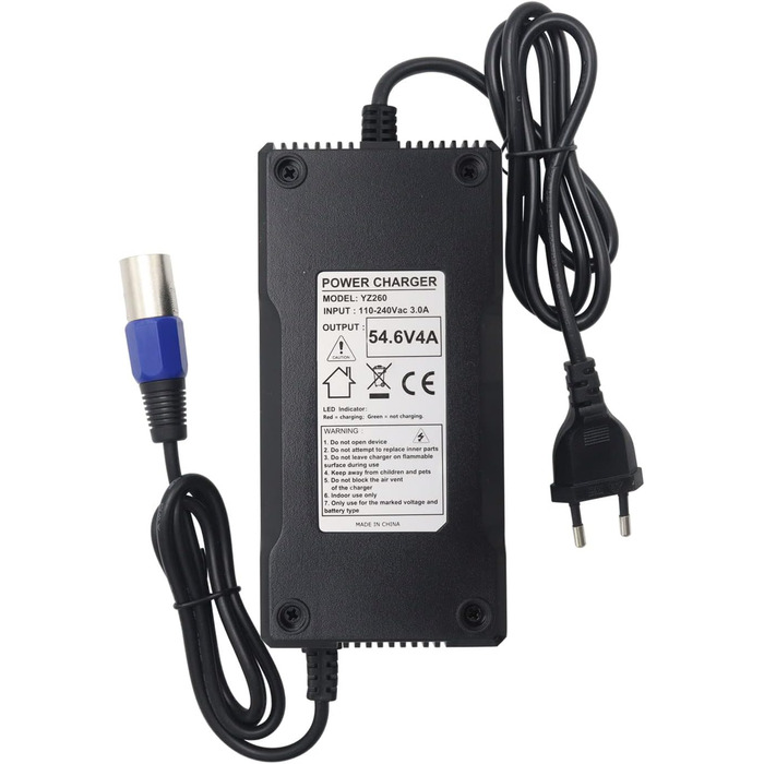 Блок живлення зарядного пристрою 54,6 В 4 А для зарядного пристрою 48 В з акумуляторами 13S для електровелосипеда, скейтборда, велосипеда