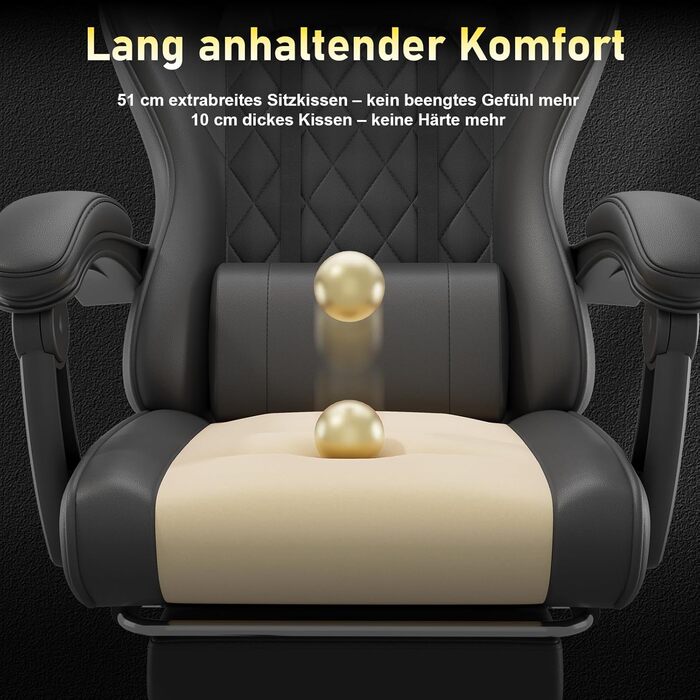 Ігрове крісло JUMMICO, Робоче крісло з функцією масажу, Ергономічне офісне крісло з підставкою для ніг, 150 кг, Чорне