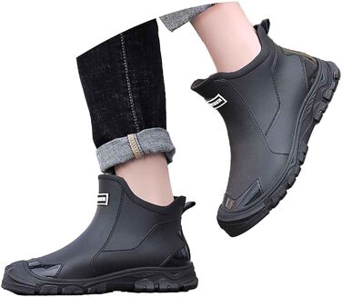 Чоловічі надзвичайно широкі гумові чоботи, гумові чоботи, чоботи з широким халявою, гумове взуття, нековзне гумове взуття, рибальські чоботи, водонепроникні садові чоботи, вейдерси 011 чорні 45 EU