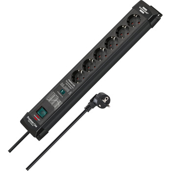 Розетка Brennenstuhl Premium-Line 6-місна із захистом від перенапруги до 26 000 А (розетка з кабелем 1,8 м і вимикачем, настінна р