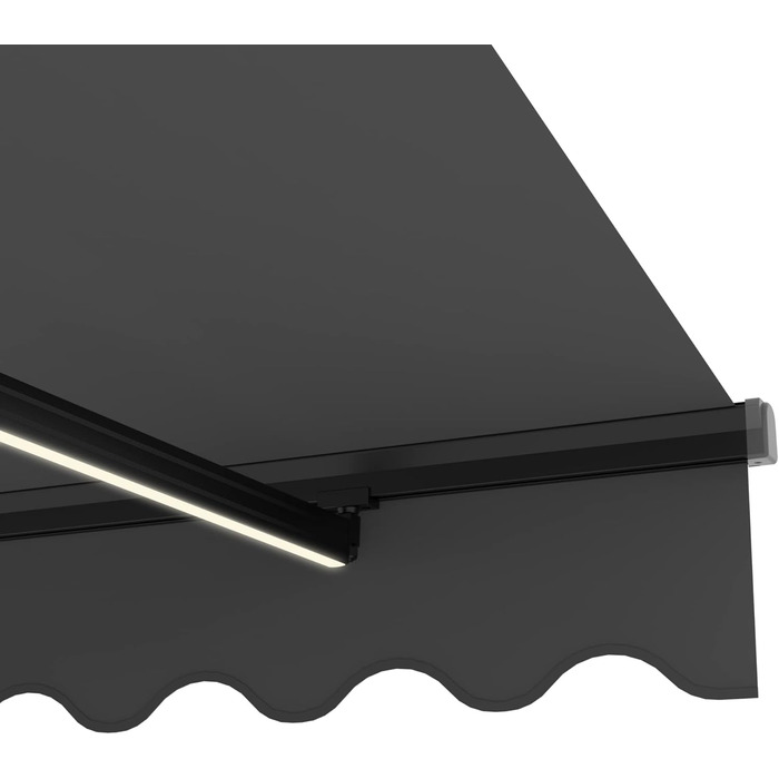 Напівкасетна тентована маркіза зі світлодіодним освітленням, електроприводом, дистанційним керуванням, міцна алюмінієва тентована маркіза з тканиною, сірий каркас, розміри 4 x 3 м, дизайн SPD016 4x3м SPD016, 1201EML