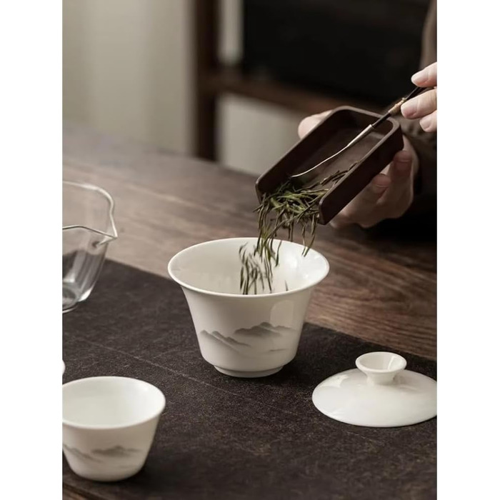 Компактний чайний набір з нефриту, портативний посуд для чаювання, повний комплект з чайником та чашками, ідеальний для активного відпочинку, кемпінгу та офісу, чудова ідея для подарунка