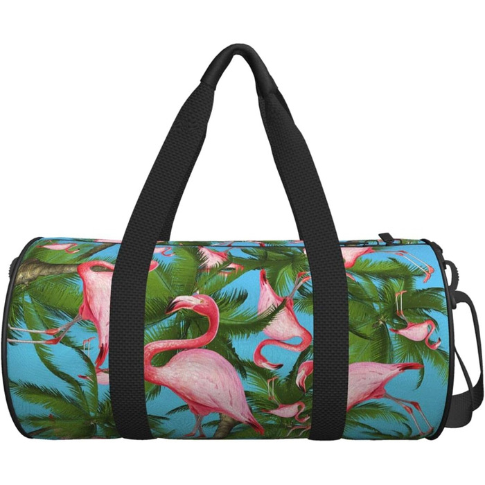 Дорожня сумка з тропічним дизайном (фламінго, пальми) для фітнесу, спорту, велика сумка для подорожей, на нічліг та на вихідні для жінок та чоловіків