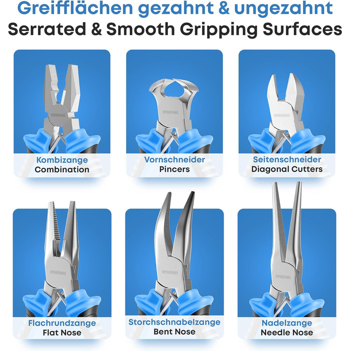 Набір міні-плоскогубців (6 шт.) плоскогубці, довгогубці, гострогубці, вигнуті плоскогубці, кусачки та бічні кусачки інструмент для електронного ремонту