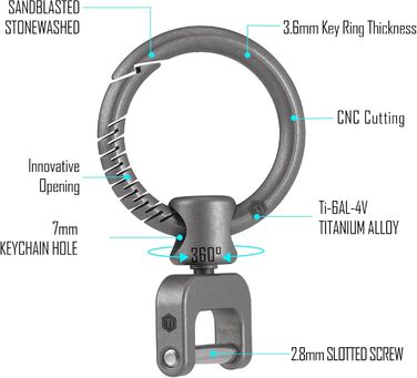 Титановий брелок KeyUnity з боковим принтом, мінімалістичний брелок із швидким відстібанням для карабіна, ключів від машини та ключів від будинку Ka36m