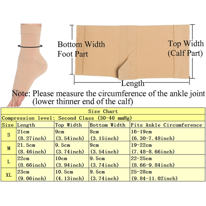 Пара компресійних бандажів для гомілковостопного суглоба, медичний дихаючий бандаж для щиколотки, еластичний тонкий бандаж для щиколотки для полегшення болю, артриту, відновлення, слабкості та травм гомілковостопного суглоба nude M (упаковка з 2 шт. ), 1