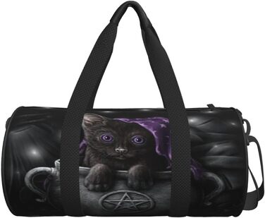 Дорожня сумка Wicca, чорна, з принтом кота, для жінок та чоловіків. Ідеальна для подорожей та на ніч, в стилі Вікка та язичництва.