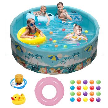 Складаний басейн на рівні землі, ненадувний відкритий басейн для дітей та дорослих, круглий призматичний басейн, 160 см 45 см