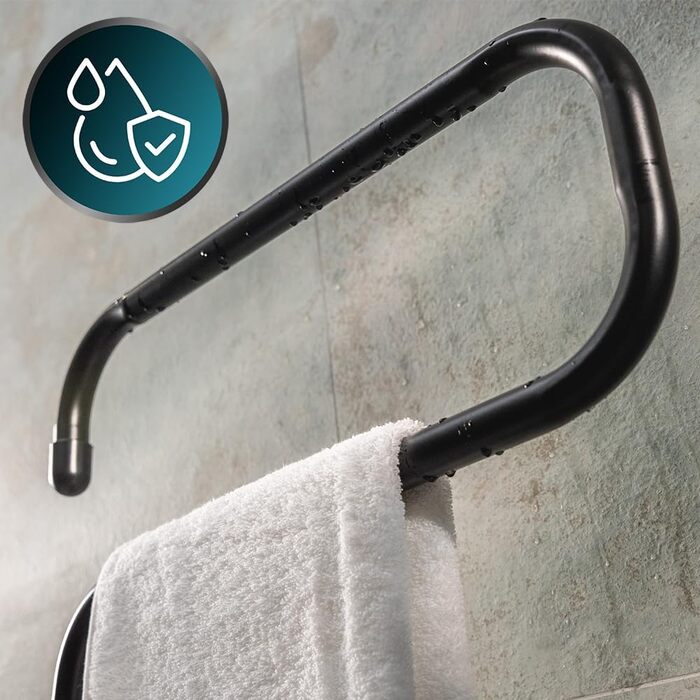 Електричний рушникосушарка Cecotec з низьким споживанням енергії - ReadyWarm 5000 Towel Black. Рушникосушка 100 Вт, світловий індикатор, системи безпеки, захист IP24, кріплення на підлогу або стіну, ідеально підходить для ванних кімнат