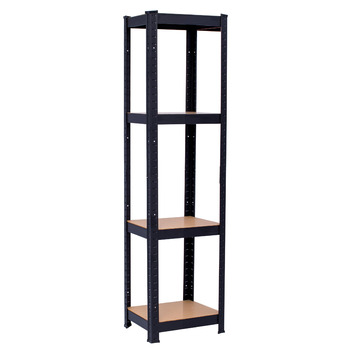 Стелаж SCHULTE Shelf World для важких умов експлуатації з 4 полицями з МДФ, 180x50x50 см (ВxШxГ), вантажопідйомність 150 кг на полицю, чорний