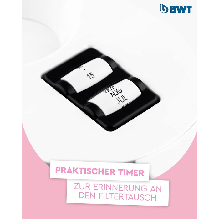 Фільтр для столової води BWT Vida вкл. 1 картридж з магнієвою мінералізованою водою I Ручний лічильник I 2,6 літра I Білий, Білий.