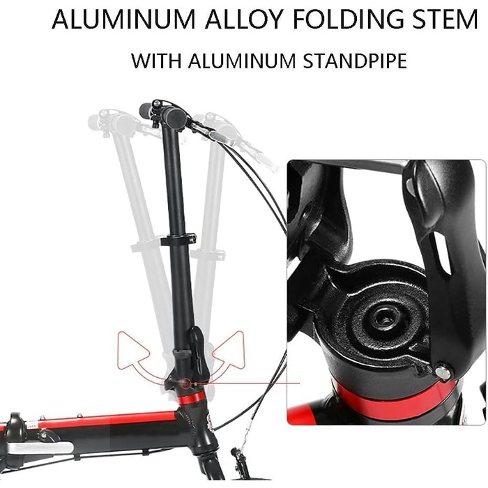 Дюймовий складний велосипед, товстостінна рама з вуглецевої сталі, підходить для їзди на свіжому повітрі, велосипед зі змінною швидкістю для дорослих A, 14 дюймів 14 дюймів A, 14-