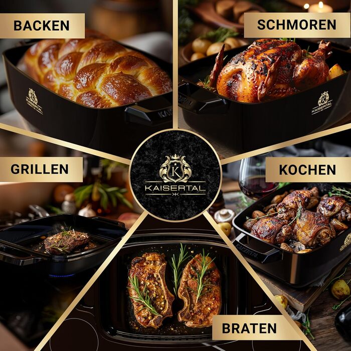 Емальована чавунна жаровня - чавунна каструля 6 л овальна, жароміцна - 7 кг жаровня з кришкою індукційна - каструля з кришкою, 28