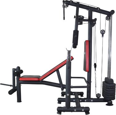 Універсальна силова станція Train Hard, багатофункціональна лавка для ваги зі штангою, стійка для лат, розгинання ніг метелик, згинання ніг 60 кг, складна вага