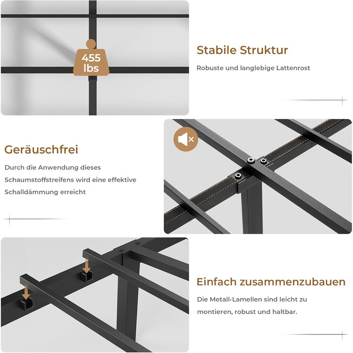 М&39яке ліжко 140x200 см, Каркас двоспального ліжка, Каркас ліжка зі світлодіодним освітленням та зарядною станцією, Каркас ліжка з узголів&39ям, Плаваючий каркас ліжка, Металеве ліжко, Льняне, Темно-сірий (без матраца) 140 x 200 см Темно-сірий