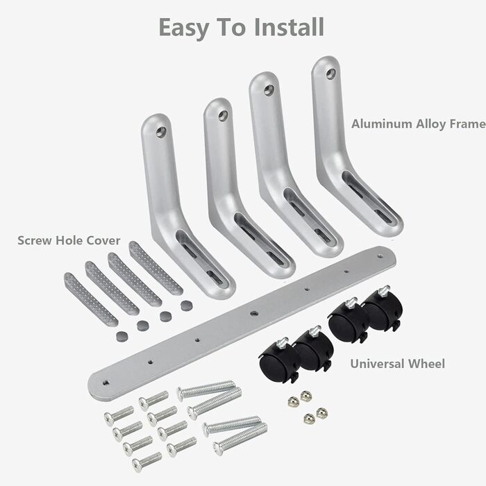 Ніжок для інфрачервоних обігрівачів, універсальна підставка для інфрачервоного обігрівача з алюмінієвого сплаву, мобільна підставка з роликами для інфрачервоних обігрівачів різних моделей, рама 1-6 см, срібляста, 2 шт.