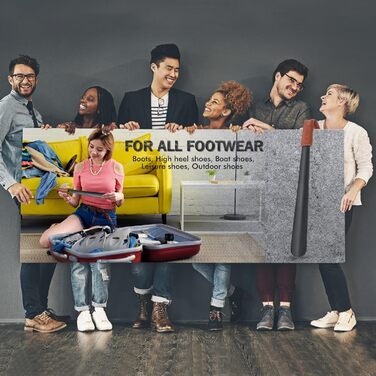 Ріжок для взуття металевий довгий 42 см - довгий ріжок для взуття з нержавіючої сталі, чорний ріжок для взуття довгий міцний зі шк