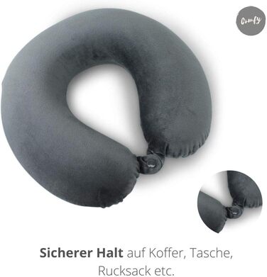 Подушка для шиї із застібкою-кнопкою Підтримка шиї Ролик для шиї Дорожна подушка Наповнювач з піни з ефектом пам&39яті Можна прати - Знімний чохол Сірий