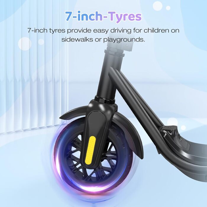 Електричний самокат EVERCROSS E6 для дітей, легкий 7-футовий електросамокат для 6-12 років, електросамокат із запасом ходу до 20 км та 7-кольоровими фарами, 3 режими швидкості (8, 12, 16 км/год), чорний