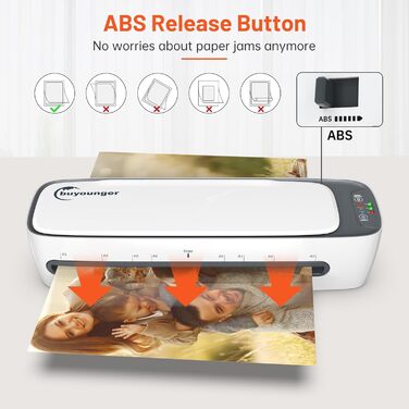 Ламінатор A3 A4 з 25 ламінувальними пакетами, 9-в-1 ламінатор A3 A4 A5 A6, ламінатор з різаком для паперу та закруглювачем кутів, ламінатори для фотографій для домашнього, офісного та шкільного використання