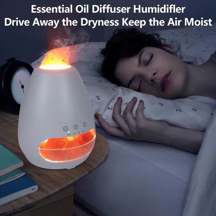Аромадифузор, полумя зволожувача Glovios 200 мл, дифузор ефірних олій із функцією синхронізації, ароматична лампа для домашнього офісу, ароматична йога, безводне автоматичне відключення/низький рівень шуму (білий)