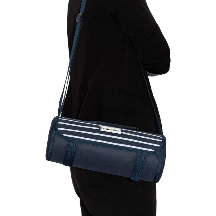 Рюкзак для пікніка anndora, набір з 15 аксесуарів ковдра для пікніка, синьо-біла смужка, темно-синій та білий