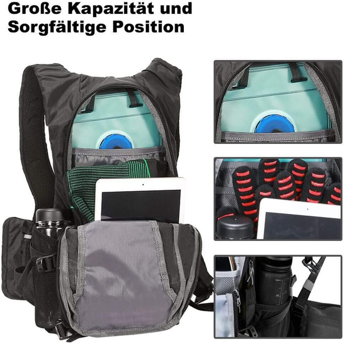 Велосипедний рюкзак Toptrek 18L Ultralight велосипедний рюкзак з дощовиком та чохлом для шолома Гідратаційний рюкзак Водонепроникний велосипедний рюкзак Спортивний рюкзак Гідратаційний рюкзак для чоловіків MTB чорний