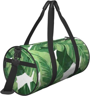 Дорожня сумка з дизайном черепа, кругла, великої місткості, легка та міцна, чудовий подарунок для походів, відпустки, ділових поїздок та іншого. Стильні зелені пальмові листки. Універсальний розмір.
