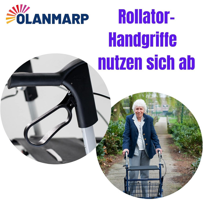 Ручка Rolko Rollator анатомічна в т.ч. Olanmarp Смужки Липучка 2 шт. и - Пластикові ролики Аксесуари Ручка чорна - Ручки роликів, Ручки Rollator, Ручки Допоміжний засіб для ходьби