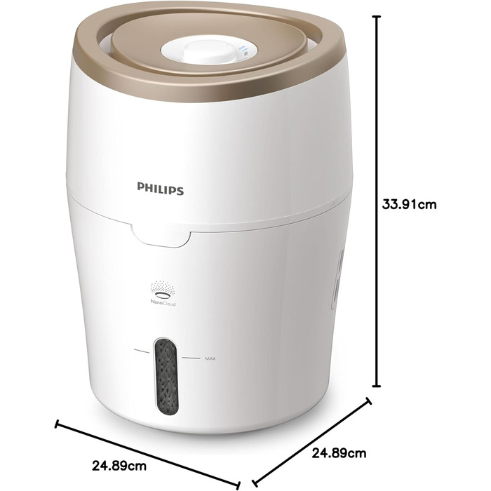 Зволожувач Philips Series 2000 - для приміщень до 38 м, технологія NanoCloud, 2 налаштування швидкості, 2-літровий бак (HU4811/10)