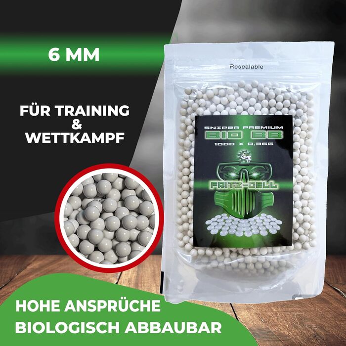 Кульки BB Bio Sniper Airsoft 6 мм преміум-класу – біорозкладні, 0,36 г, 3 × 1000 шт., ідеальні для снайперської стрільби