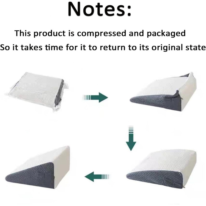 Подушка-клин для сну, подушка-клин для читання для ліжка та дивана, як подушка для ніг або спини, рефлюксна подушка для ліжка та дивана, клин для матраца для дорослих, клин для рефлюксної подушки (біла)