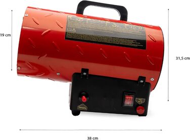 Газовий обігрівач Grafner XXL, 15 кВт, зі з&39єднувальним шлангом, регулятором тиску, турбовентилятором, п&39єзорозпалом, для стандартних газових балонів, генератором гарячого повітря, нагрівальною гарматою, газовим обігрівачем, будівельним обігрівачем, н