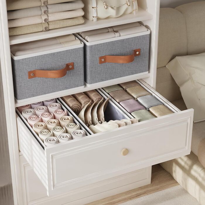 Набір коробок для зберігання OUTBROS із 3 предметів, складні кошики для зберігання з ручками, коробки-органайзери для гардеробу, спальні та офісу, сірі, 38 x 15,5 x 13 см (3 шт.)