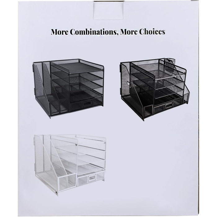 Металевий настільний органайзер, 5-ярусний лоток для паперу та листів з тримачами для файлів, сітчастий настільний органайзер для файлів з тримачем для журналів для зберігання офісних документів (чорний)