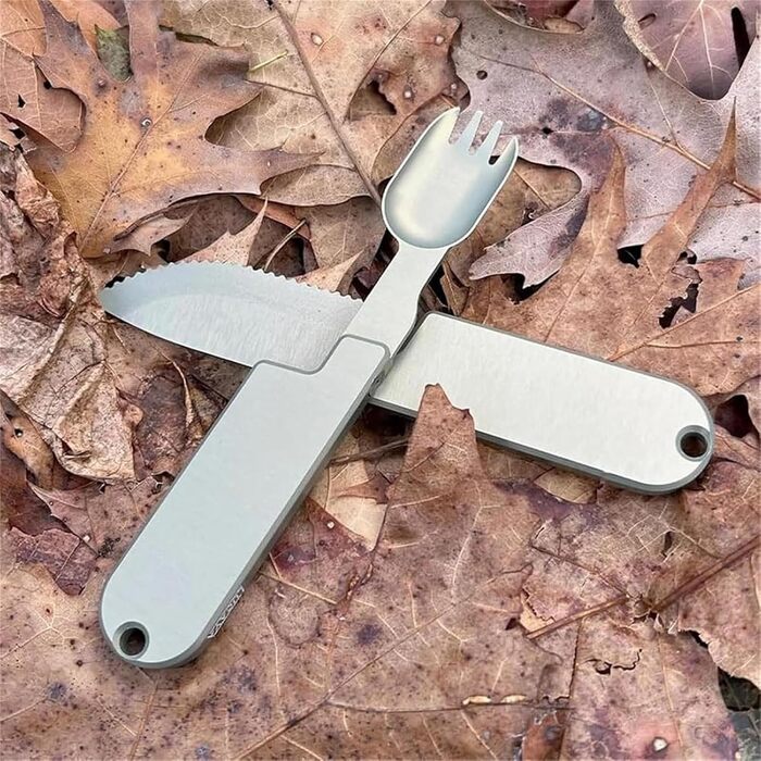 Набір посуду 2 в 1 для кемпінгу, портативний магнітний знімний комплект ложки та виделки, практичний посуд для подорожей, походів, легкий багаторазовий посуд для використання на відкритому повітрі (3)