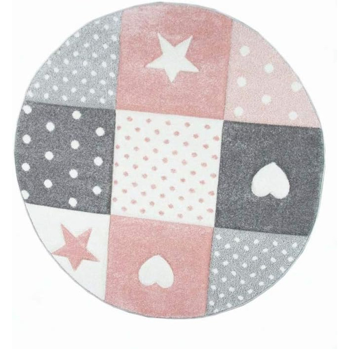 Дитячий килимок ігровий килимок дитячий килимок дівчинка з серцем зірка рожевий кремовий сірий розмір 140x200 см 140x200 см рожеви
