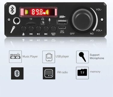 Декодер Плата 12 В MP3 плеєр Автомобільний FM-радіомодуль TF USB запис мікрофона (A), 5.0 DIY MP3