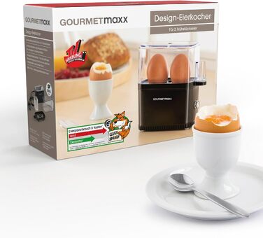 Яйцеварка GOURMETmaxx на 2 яйця компактна яйцеварка яйцеварка з яйцепробивачем, мірним стаканом та сигнальним тоном 3 ступені твер