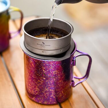 Мл титанова кружка з кришкою кемпінгова чашка для чаю та кави, відкритий, подорожі, металевий посуд зі складною ручкою, одношарова чашка з льодяною квіткою, портативний пішохідний пікнік-рюкзак, ультралегкий посуд Ti3055D колір, 450