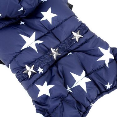 Зимовий комбінезон SELMAI для маленьких собак, на флісовій підкладці, пояс із зірками, капюшон, комбінезон, штани-чотириногі, зимові пальто, цуценята, собаки, чихуахуа, одяг, спорядження, синій, розмір MM (горя 26 см спина 25 см груди 37 см) синій