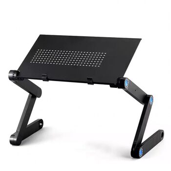Регульований складаний столик для ноутбука MacBook Air/Pro, Dell HP та інших, портативний, багатофункціональний, ергономічний, з вентиляцією, підставка для планшета/телевізора, тримач для книг, 480*260 мм (стандартний), чорний