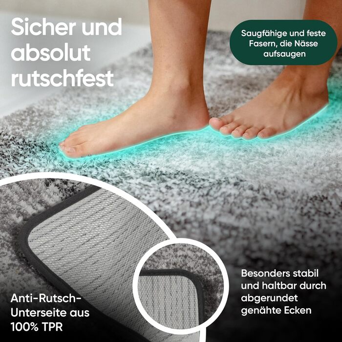 Килимок для ванної кімнати 60x90 Нековзний килимок для ванної Розкішний великий килимок для ванної, який можна прати Високоякісні килимки та пледи для ванної, килимки для ванної, килимки для душу для ванни, душу тощо Чорно-сірий 60 x 90 см (прямокутний) с