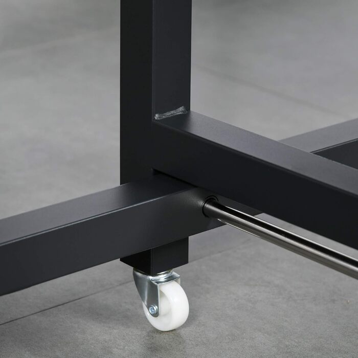 Розкладний прямокутний обідній стіл HOMCOM для 4-6 осіб на колесах, металевий обідній стіл 118 x 70 x 76,5 см, коричневий