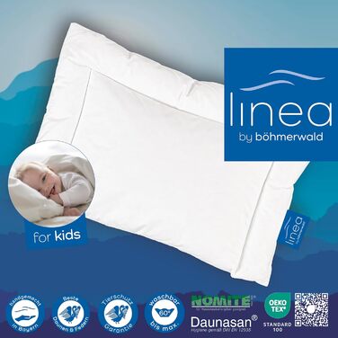 Дитяча плоска подушка LINEA від Bhmerwald, 90 пух/10 пір&39я, 40x60 см, підходить для алергіків, можна прати при температурі до 60C, виготовлено в Німеччині
