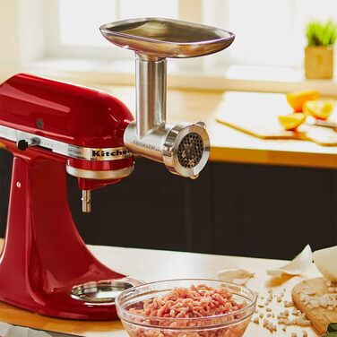 Суцільнометалева м'ясорубка KitchenAid 5KSMMGA З КОВБАСНИМ НАПОВНЮВАЧЕМ, нержавіюча сталь, срібло