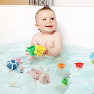 Іграшки для води GizmoVine для дітей, іграшки для ванни для немовлят, іграшка для купання з 9 предметів для малюків від 1 2 3 4 ро