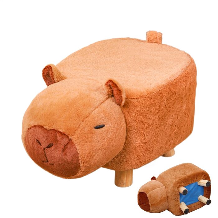 Стільчик у формі капібари з мультфільму - дитячий стільчик для сидіння, безшумна лавка на поворотних колесах для щоденних занять, дерев&39яне сидіння у формі тварин із заокругленим дизайном, домашні меблі, грайливе місце для відпочинку в передпокої та віт